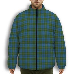 ScotsTee Shop Scottish Melville Two black lines Premium Tartan Collar Down Jacket Winter White Duck Down Plaid
