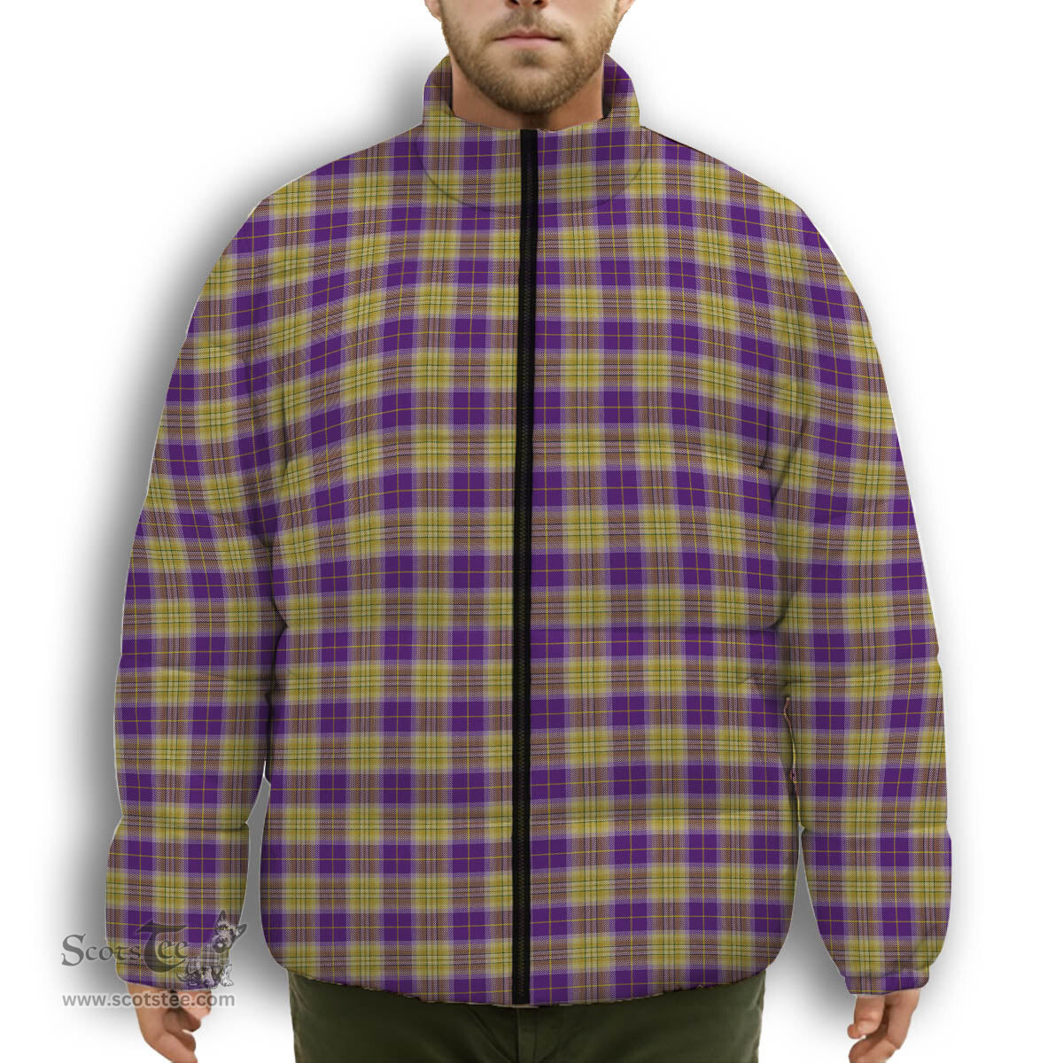 ScotsTee Shop Scottish Sheena Christie Commemorative Premium Tartan Collar Down Jacket Winter White Duck Down Plaid