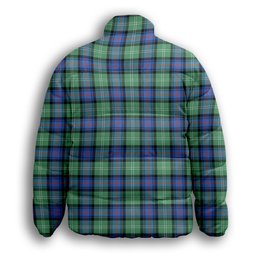 ScotsTee Shop Scottish Sutherland Old Ancient SC Premium Tartan Collar Down Jacket Winter White Duck Down Plaid