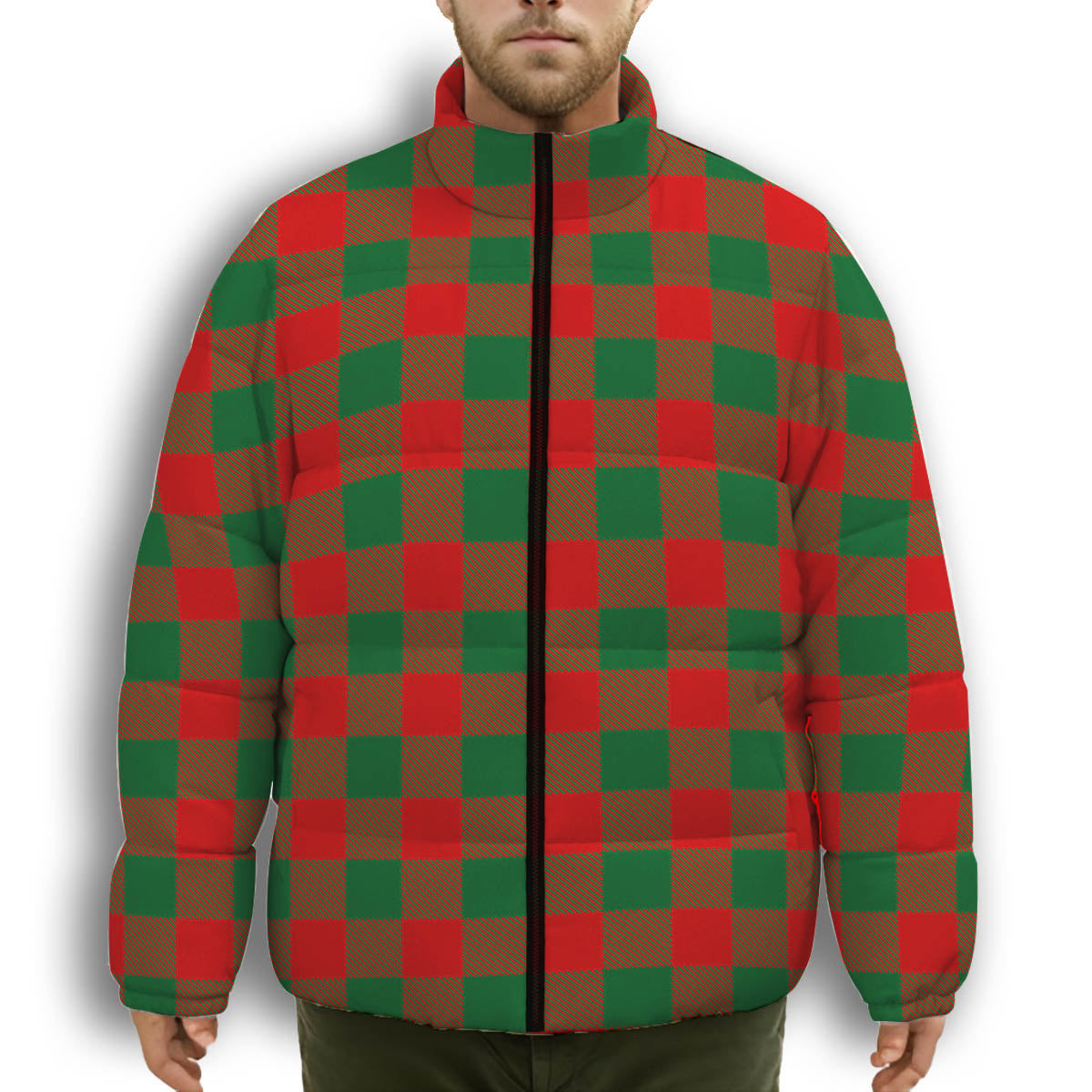 ScotsTee Shop Scottish Moncreiffe Modern Premium Tartan Collar Down Jacket Winter White Duck Down Plaid