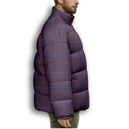ScotsTee Shop Scottish Rutherford John Premium Tartan Collar Down Jacket Winter White Duck Down Plaid
