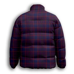 ScotsTee Shop Scottish Rutherford John Premium Tartan Collar Down Jacket Winter White Duck Down Plaid