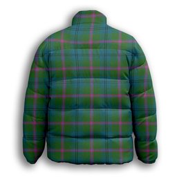 ScotsTee Shop Scottish Laurie (Lawrie) Ancient Clan Premium Tartan Collar Down Jacket Winter White Duck Down Plaid