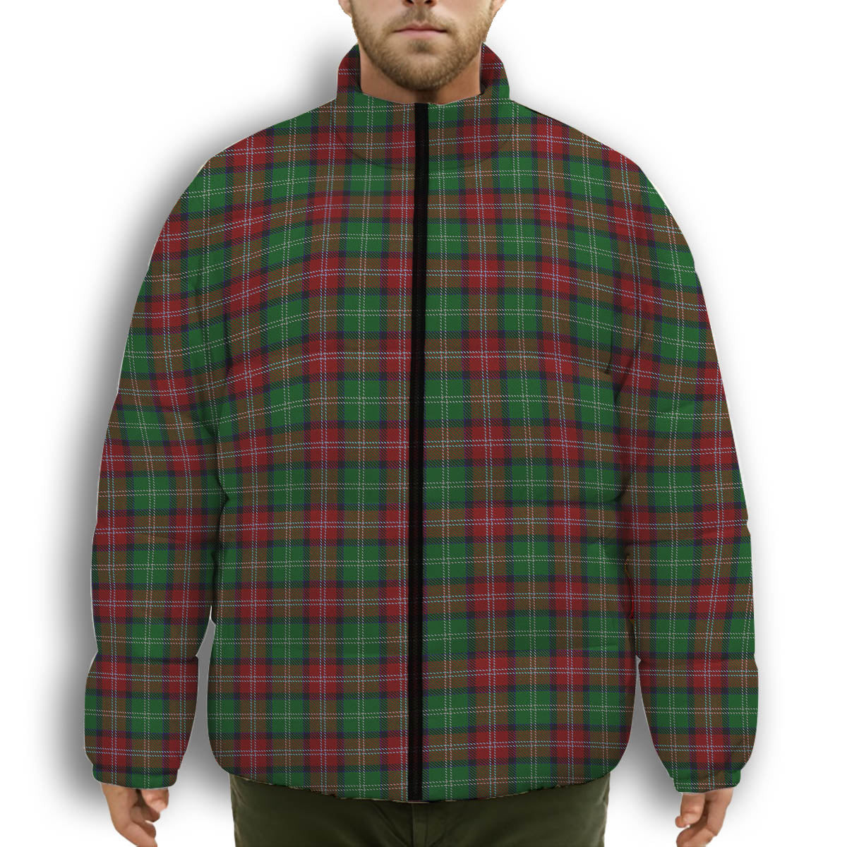 ScotsTee Shop Scottish Sawyer Premium Tartan Collar Down Jacket Winter White Duck Down Plaid