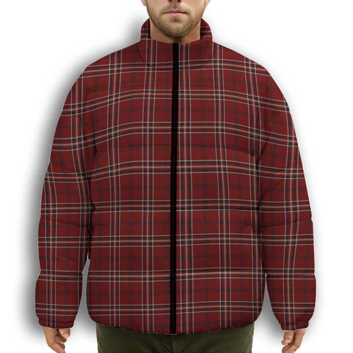 ScotsTee Shop Scottish Lougheed Premium Tartan Collar Down Jacket Winter White Duck Down Plaid