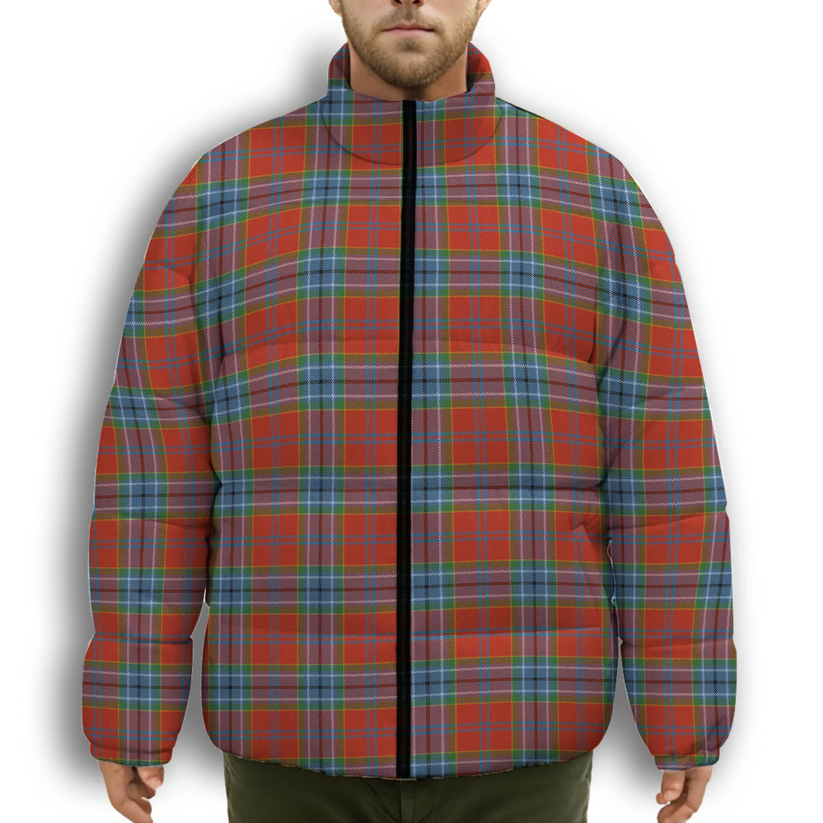 ScotsTee Shop Scottish MacCreary Ancient Premium Tartan Collar Down Jacket Winter White Duck Down Plaid