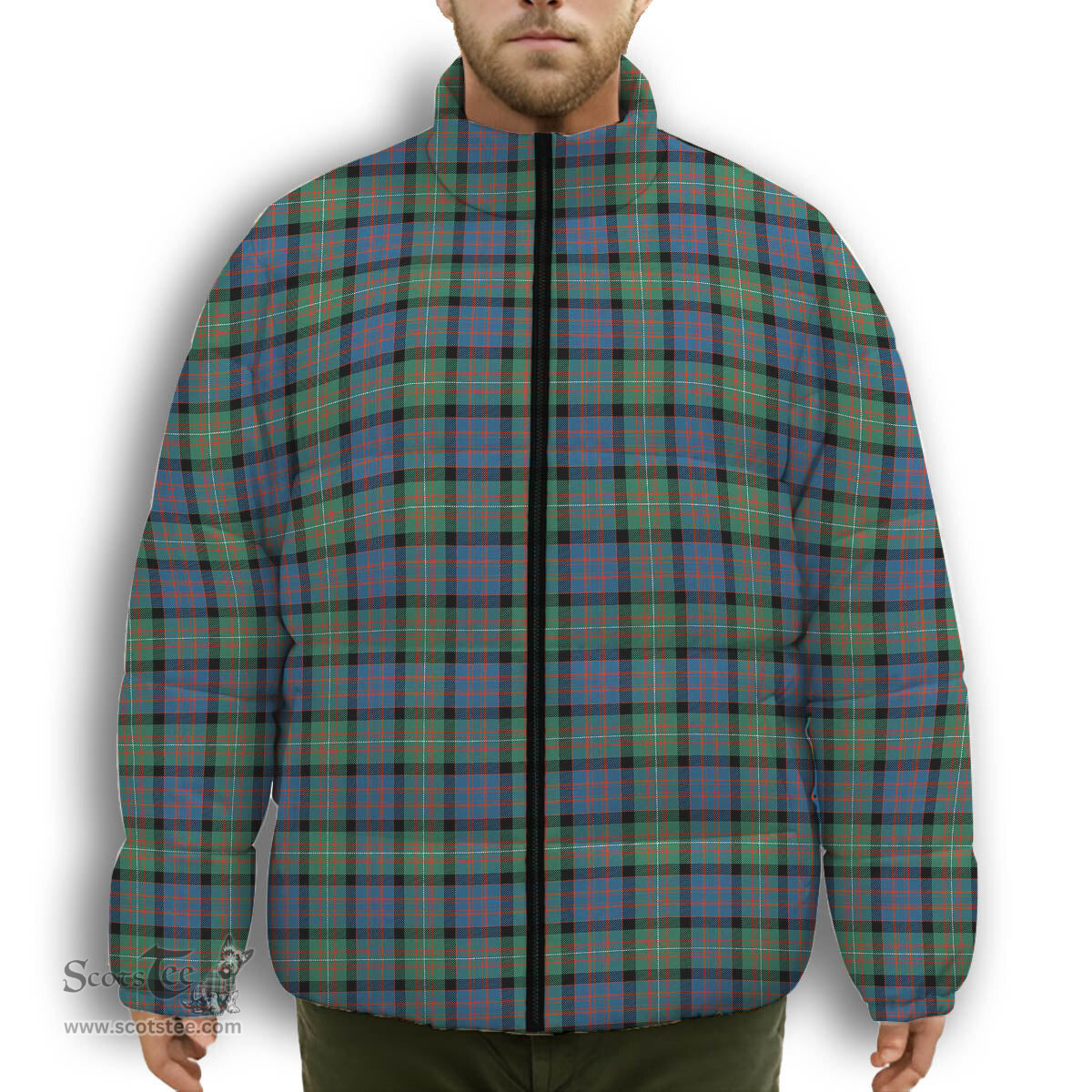 ScotsTee Shop Scottish McDonell Of Glengarry Ancient Premium Tartan Collar Down Jacket Winter White Duck Down Plaid