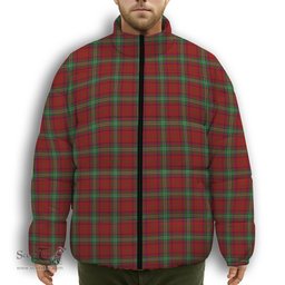 ScotsTee Shop Scottish Seton Premium Tartan Collar Down Jacket Winter White Duck Down Plaid