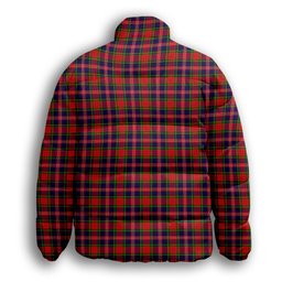 ScotsTee Shop Scottish MacPherson Modern Premium Tartan Collar Down Jacket Winter White Duck Down Plaid