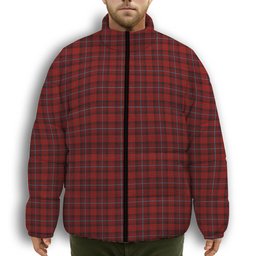 ScotsTee Shop Scottish McCandlish Red Premium Tartan Collar Down Jacket Winter White Duck Down Plaid