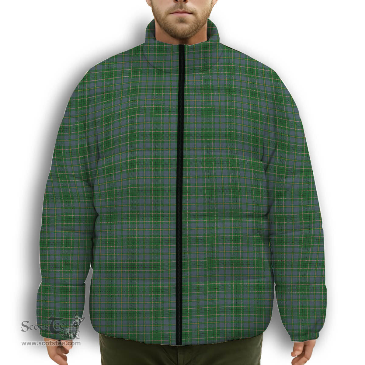 ScotsTee Shop Scottish Tait 2 Premium Tartan Collar Down Jacket Winter White Duck Down Plaid