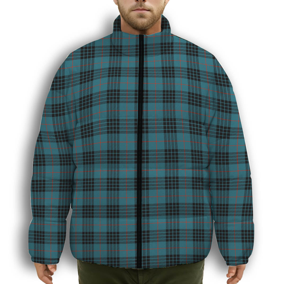 ScotsTee Shop Scottish Morgan Ancient Premium Tartan Collar Down Jacket Winter White Duck Down Plaid