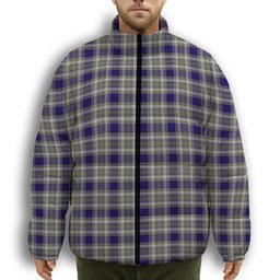 ScotsTee Shop Scottish Livingstone Dress Premium Tartan Collar Down Jacket Winter White Duck Down Plaid