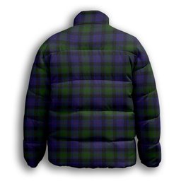 ScotsTee Shop Scottish MacTaggart Premium Tartan Collar Down Jacket Winter White Duck Down Plaid