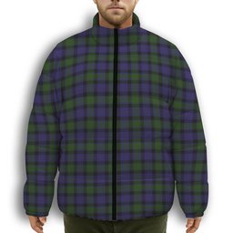 ScotsTee Shop Scottish MacTaggart Premium Tartan Collar Down Jacket Winter White Duck Down Plaid