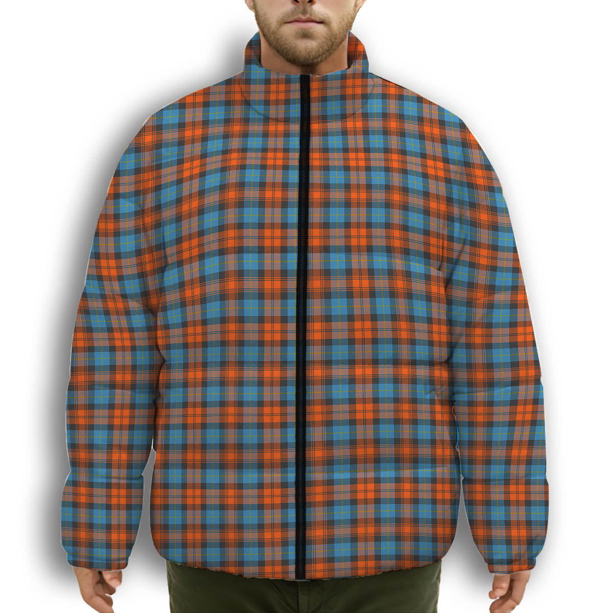 ScotsTee Shop Scottish McLachlan Ancient Premium Tartan Collar Down Jacket Winter White Duck Down Plaid