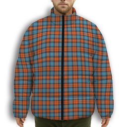 ScotsTee Shop Scottish McLachlan Ancient Premium Tartan Collar Down Jacket Winter White Duck Down Plaid