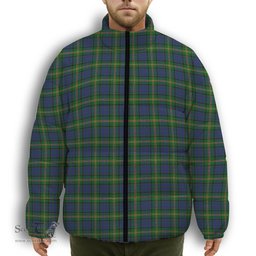 ScotsTee Shop Scottish Maitland Premium Tartan Collar Down Jacket Winter White Duck Down Plaid