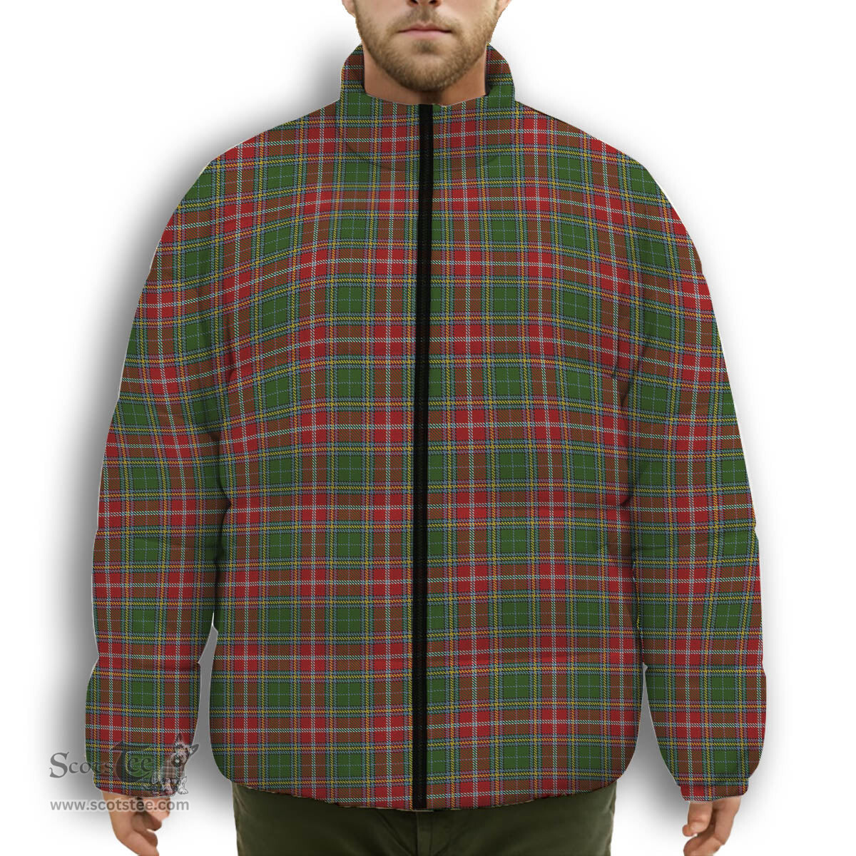 ScotsTee Shop Scottish MacWhirter Premium Tartan Collar Down Jacket Winter White Duck Down Plaid