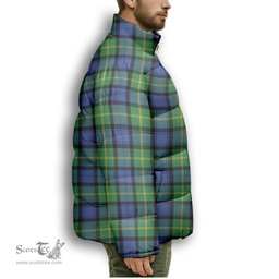 ScotsTee Shop Scottish Gordon Old Ancient Premium Tartan Collar Down Jacket Winter White Duck Down Plaid