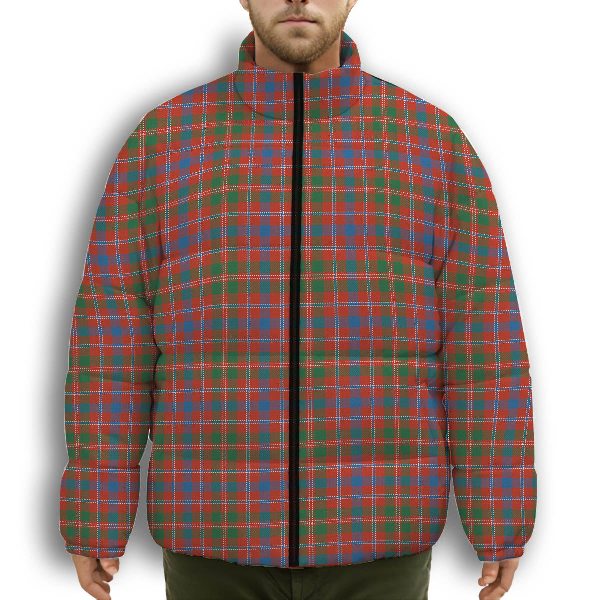 ScotsTee Shop Scottish McDonald of Glenaladale Ancient Premium Tartan Collar Down Jacket Winter White Duck Down Plaid
