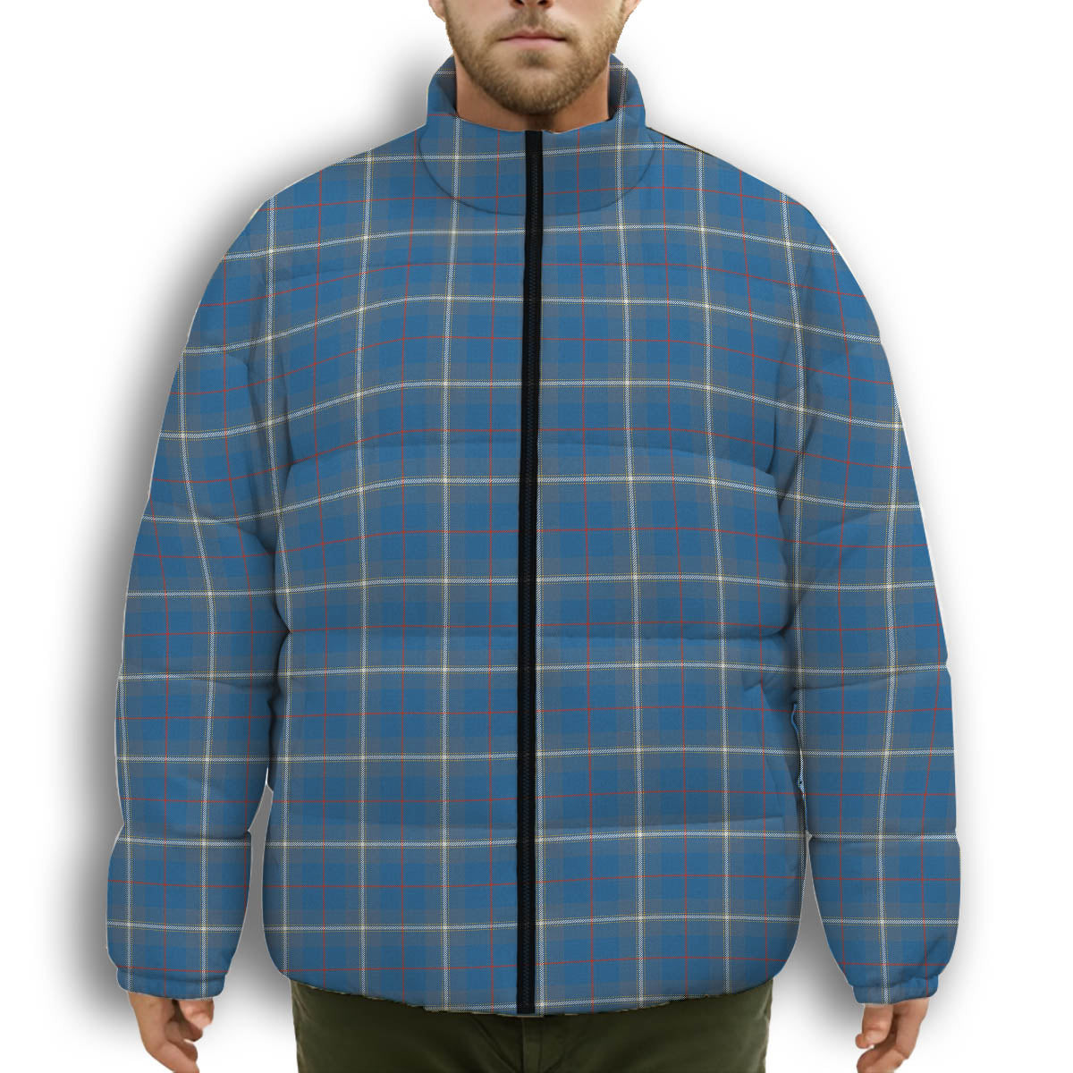 ScotsTee Shop Scottish MacRae of America Ancient Premium Tartan Collar Down Jacket Winter White Duck Down Plaid