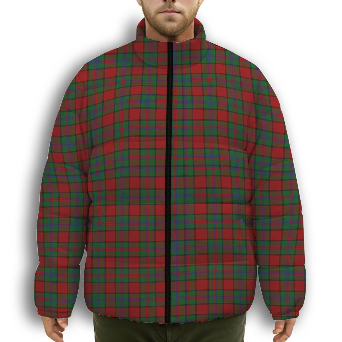 ScotsTee Shop Scottish Plummer Premium Tartan Collar Down Jacket Winter White Duck Down Plaid