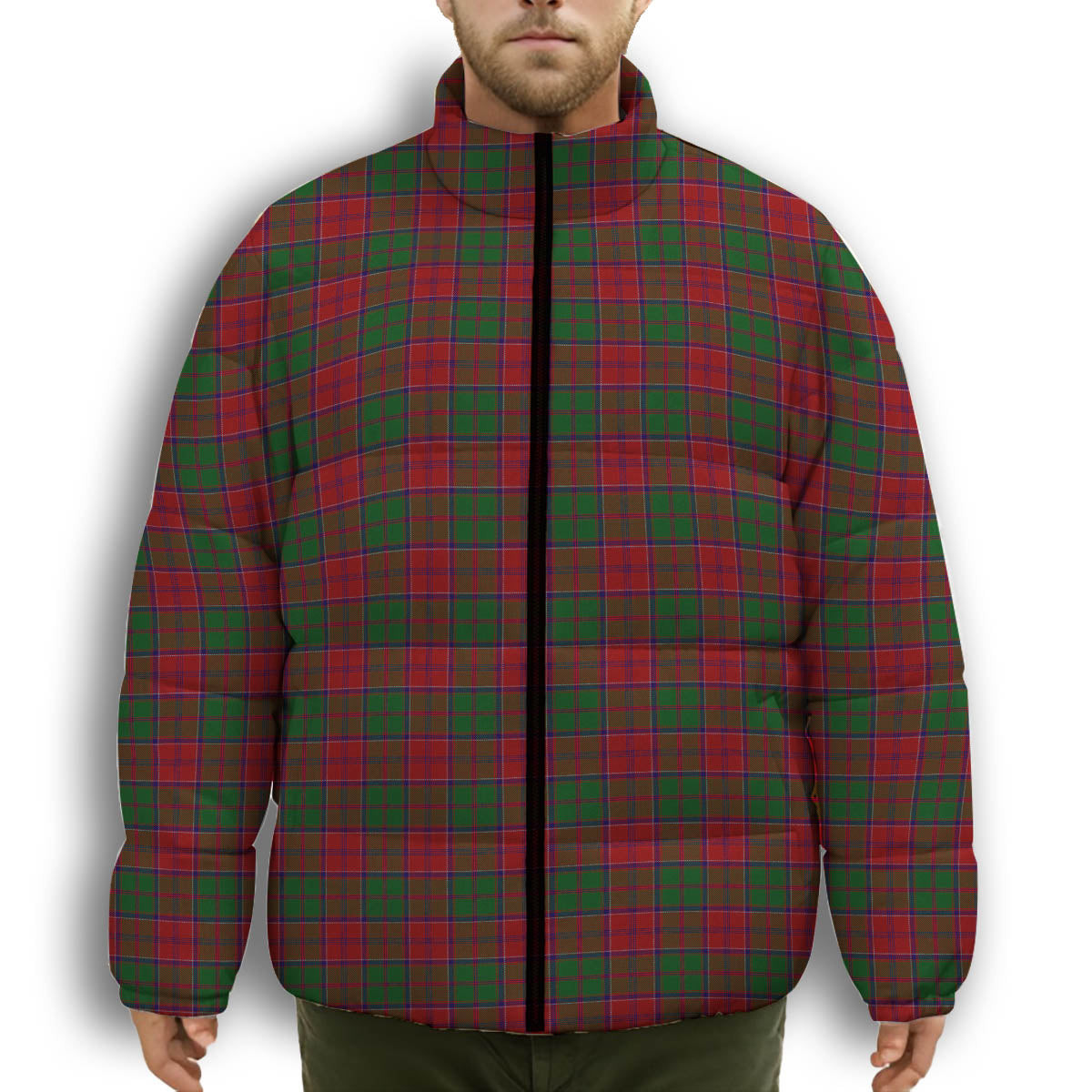 ScotsTee Shop Scottish Grant 1819 1 Premium Tartan Collar Down Jacket Winter White Duck Down Plaid