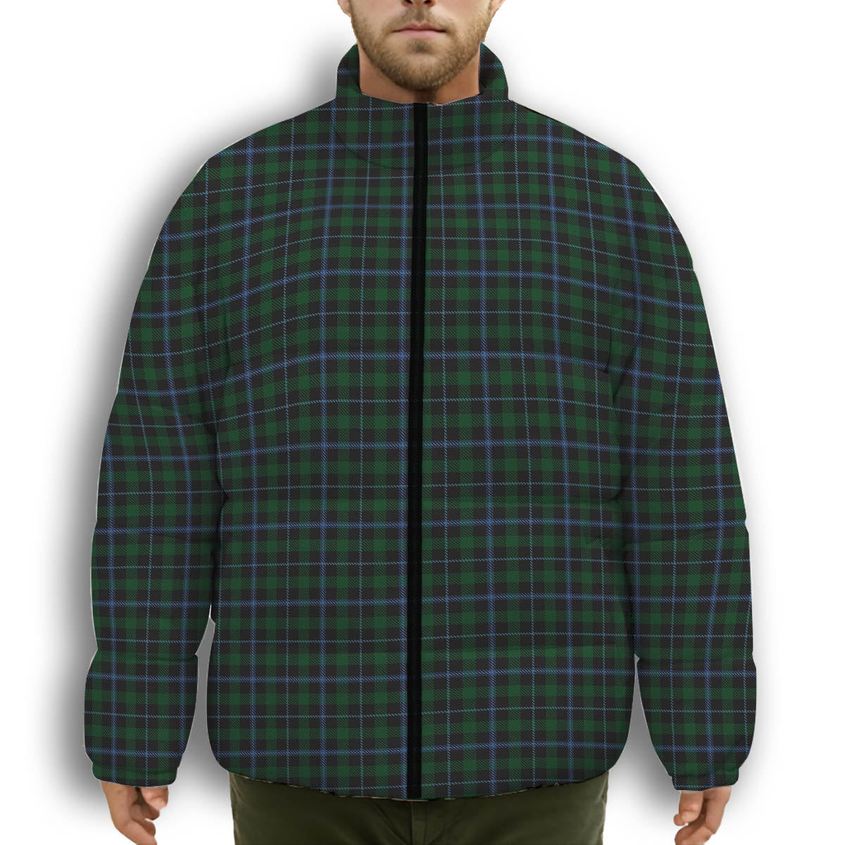 ScotsTee Shop Scottish Murray 1830-40 Premium Tartan Collar Down Jacket Winter White Duck Down Plaid