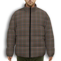 ScotsTee Shop Scottish Kennedy Weathered Premium Tartan Collar Down Jacket Winter White Duck Down Plaid