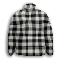 ScotsTee Shop Scottish McPhee B&W Ancient Premium Tartan Collar Down Jacket Winter White Duck Down Plaid