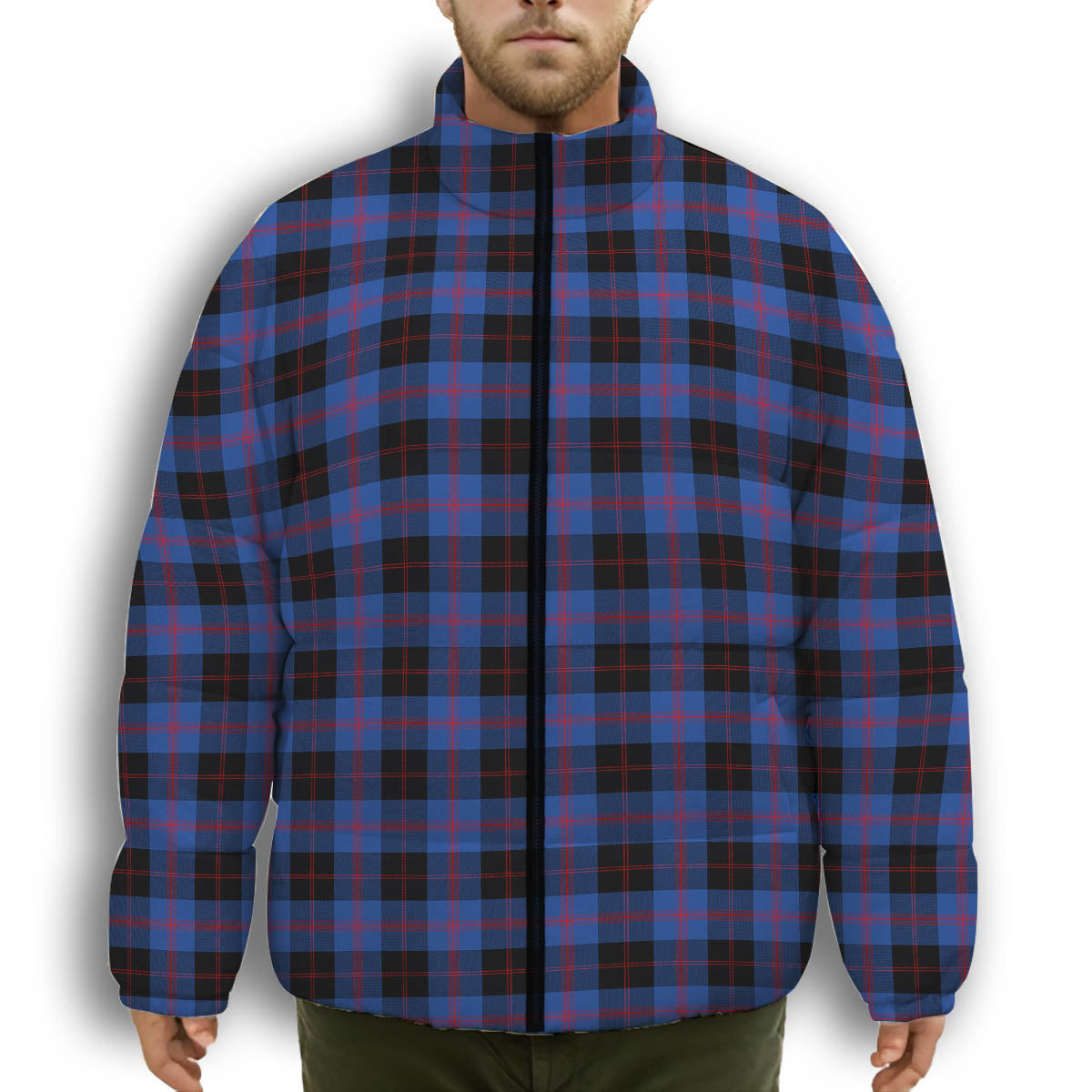 ScotsTee Shop Scottish Maule Modem Premium Tartan Collar Down Jacket Winter White Duck Down Plaid