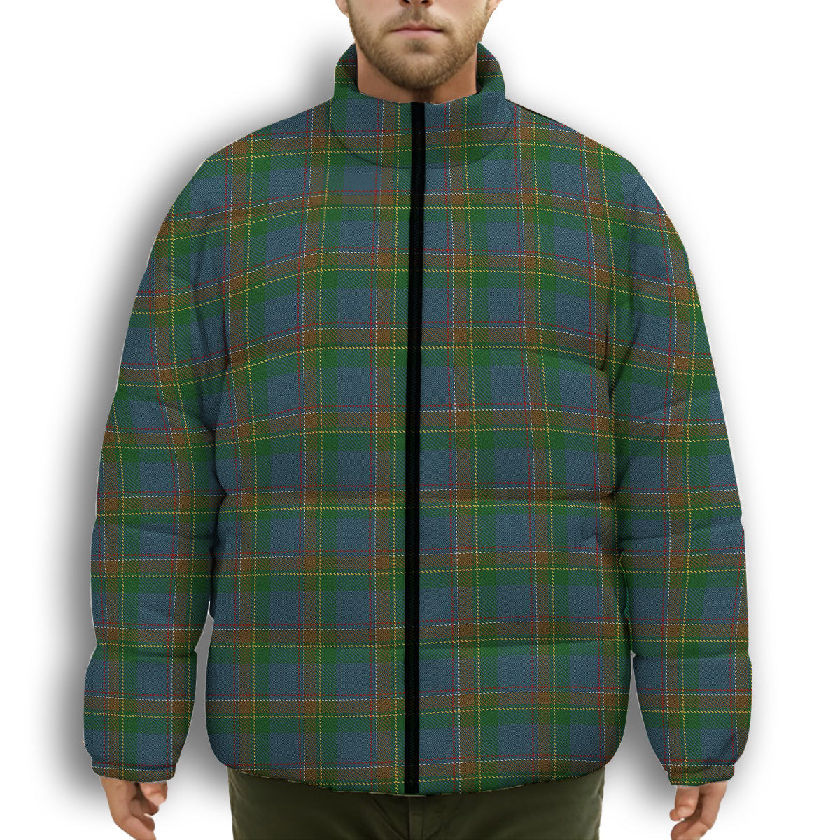 ScotsTee Shop Scottish Yorkland Premium Tartan Collar Down Jacket Winter White Duck Down Plaid