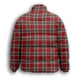 ScotsTee Shop Scottish McLean of Duart Dress Red Premium Tartan Collar Down Jacket Winter White Duck Down Plaid