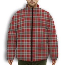 ScotsTee Shop Scottish McLean of Duart Dress Red Premium Tartan Collar Down Jacket Winter White Duck Down Plaid