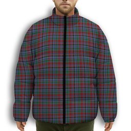 ScotsTee Shop Scottish Gordon Red Premium Tartan Collar Down Jacket Winter White Duck Down Plaid