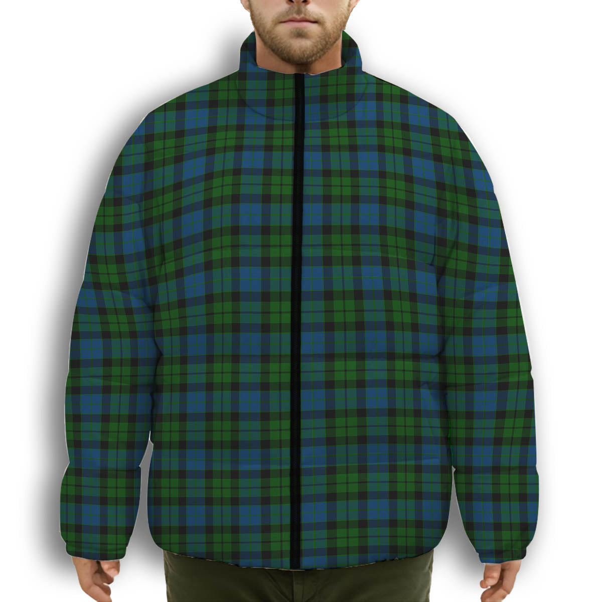ScotsTee Shop Scottish McCoy Premium Tartan Collar Down Jacket Winter White Duck Down Plaid