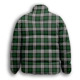 ScotsTee Shop Scottish McCandlish Arisaid Green Premium Tartan Collar Down Jacket Winter White Duck Down Plaid