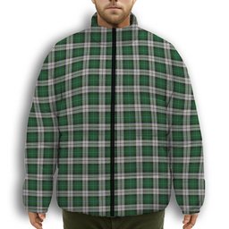 ScotsTee Shop Scottish McCandlish Arisaid Green Premium Tartan Collar Down Jacket Winter White Duck Down Plaid