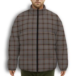 ScotsTee Shop Scottish Thomson special grey Premium Tartan Collar Down Jacket Winter White Duck Down Plaid