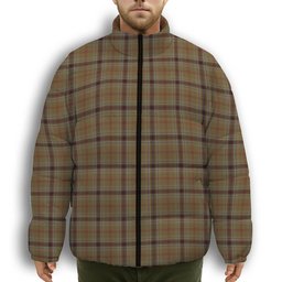 ScotsTee Shop Scottish O'Keefe Premium Tartan Collar Down Jacket Winter White Duck Down Plaid