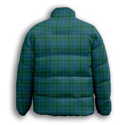 ScotsTee Shop Scottish Mayhew Premium Tartan Collar Down Jacket Winter White Duck Down Plaid