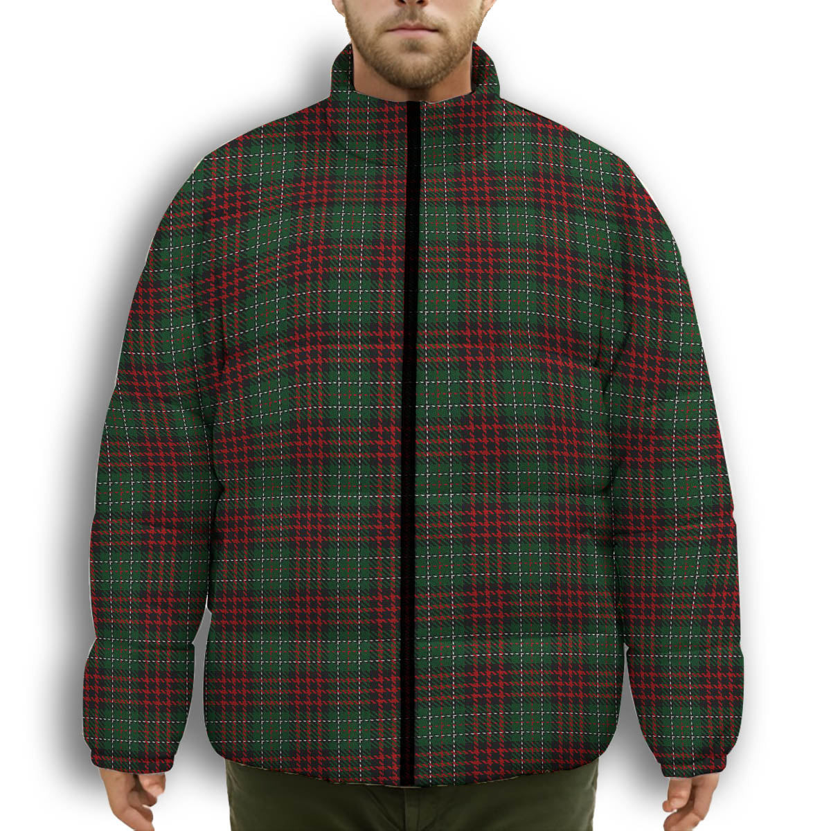 ScotsTee Shop Scottish MacDiarmid 3 Premium Tartan Collar Down Jacket Winter White Duck Down Plaid