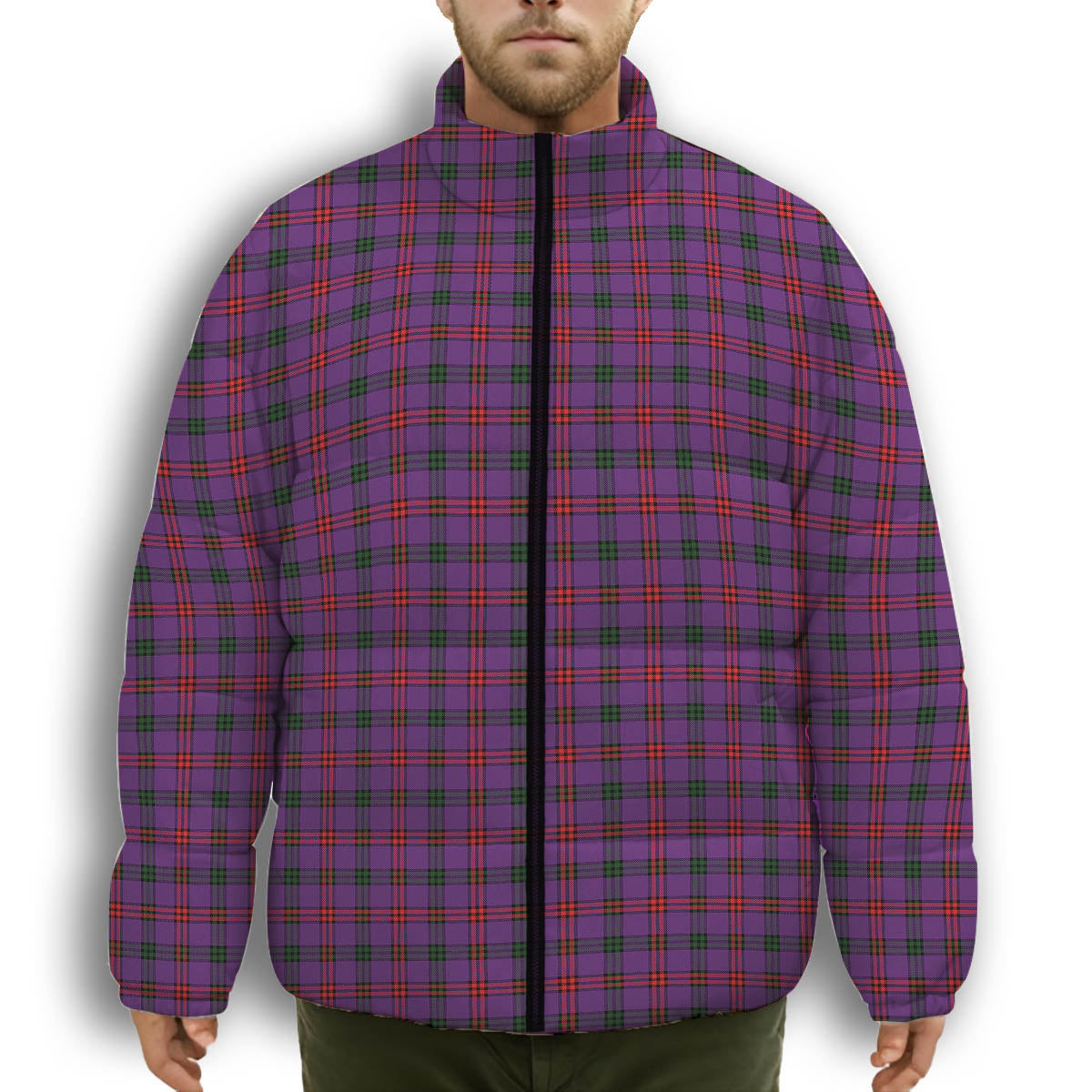 ScotsTee Shop Scottish Montgomery Modern Premium Tartan Collar Down Jacket Winter White Duck Down Plaid
