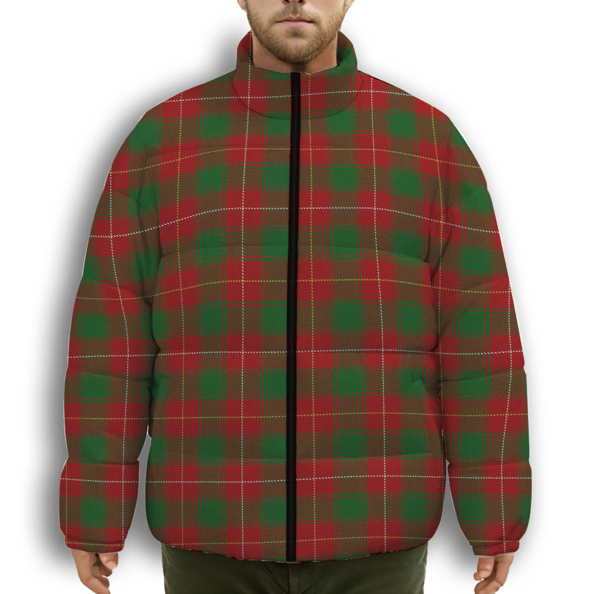 ScotsTee Shop Scottish MacFie Premium Tartan Collar Down Jacket Winter White Duck Down Plaid