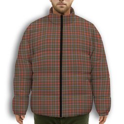 ScotsTee Shop Scottish McIntosh Hunting Weathered Premium Tartan Collar Down Jacket Winter White Duck Down Plaid