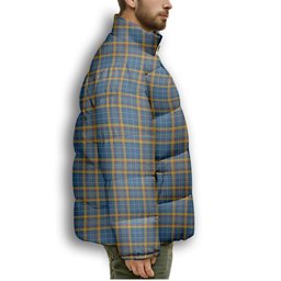 ScotsTee Shop Scottish Healy Premium Tartan Collar Down Jacket Winter White Duck Down Plaid