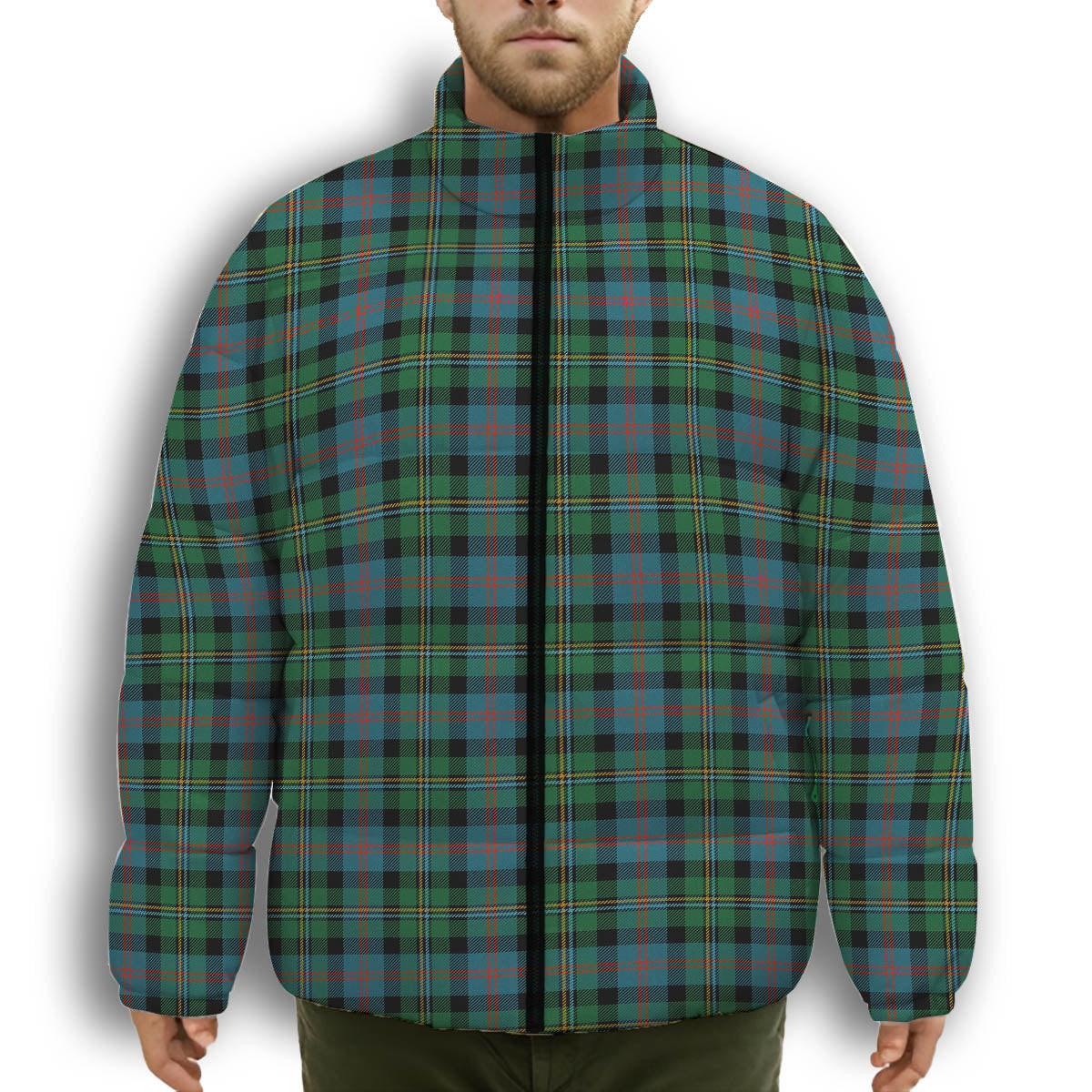 ScotsTee Shop Scottish McCallum Ancient Premium Tartan Collar Down Jacket Winter White Duck Down Plaid