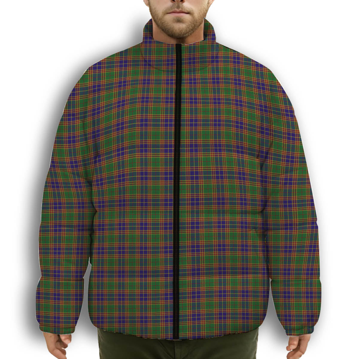 ScotsTee Shop Scottish Stephenson Old Premium Tartan Collar Down Jacket Winter White Duck Down Plaid