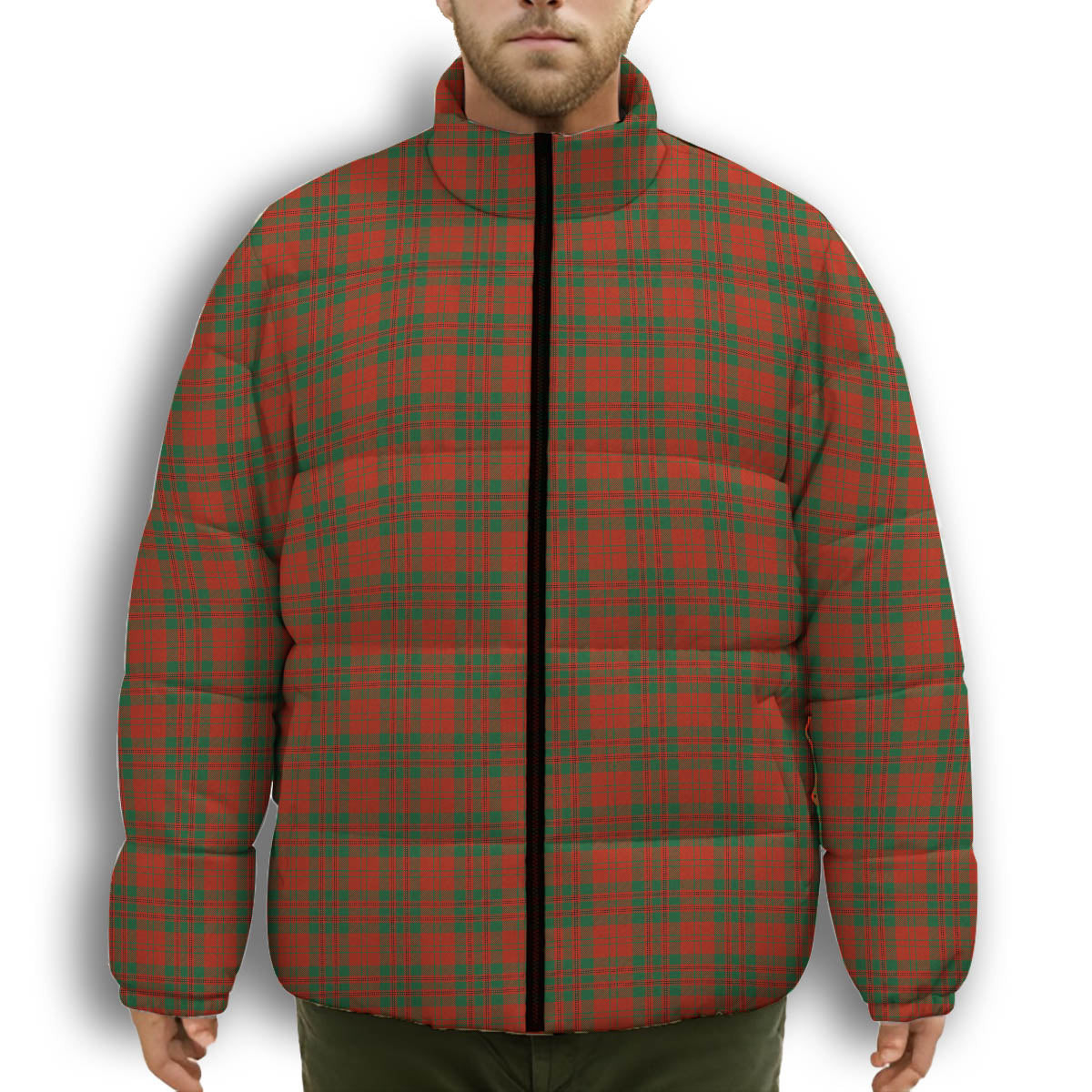 ScotsTee Shop Scottish Livingstone Ancient Premium Tartan Collar Down Jacket Winter White Duck Down Plaid